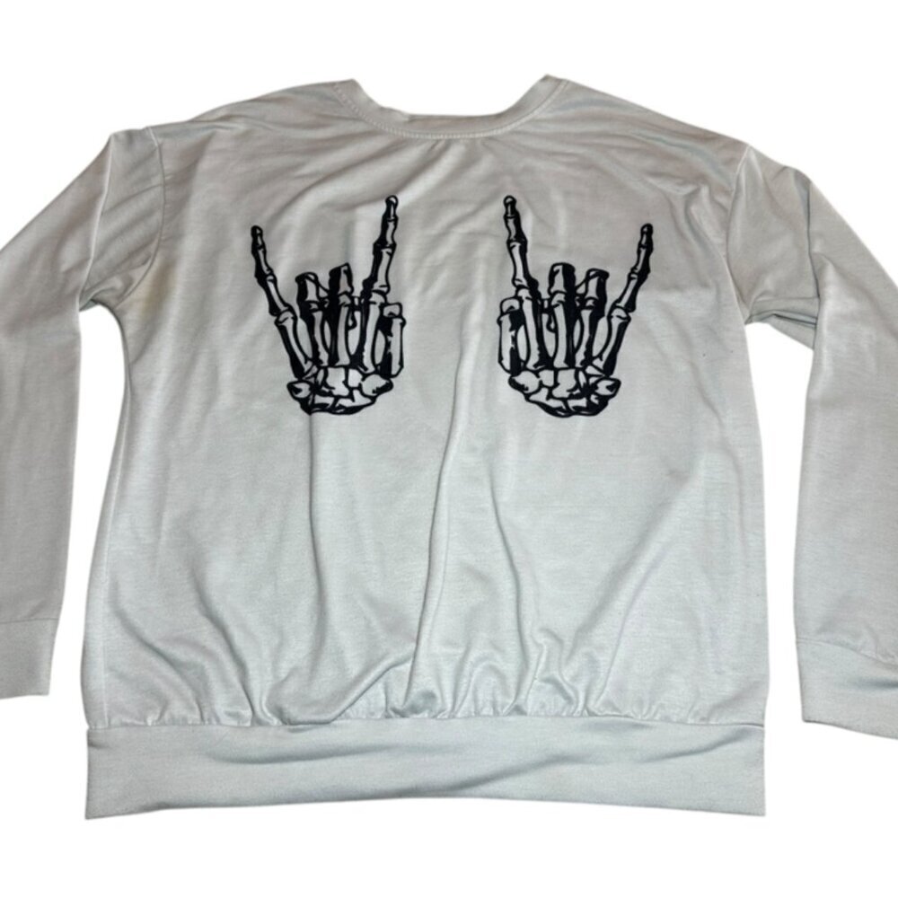 Shein Skeleton Handprint Pullover Sweater Womens Size M - Picture 3 of 7